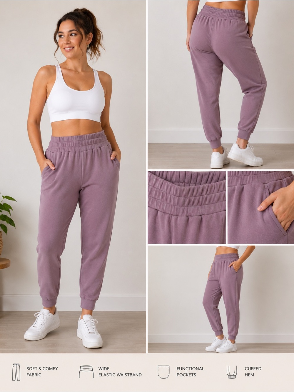 Z by Zella Mauve Jogger Sweatpants Women’s Size S Soft Athleisure Lounge Pants